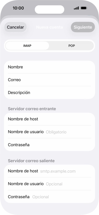 Pulsa Nombre de usuario e introduce el nombre de usuario de tu cuenta de correo electrónico. Pulsa Nombre de usuario e introduce el nombre de usuario de tu cuenta de correo electrónico.