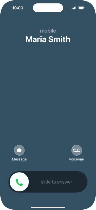 Press and drag the accept call icon right. Press and drag the accept call icon right.