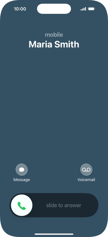 Press and drag the accept call icon right. Press and drag the accept call icon right.