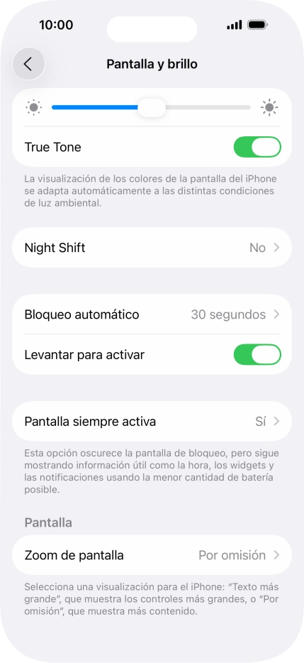 Pulsa Pantalla siempre activa. Pulsa Pantalla siempre activa.