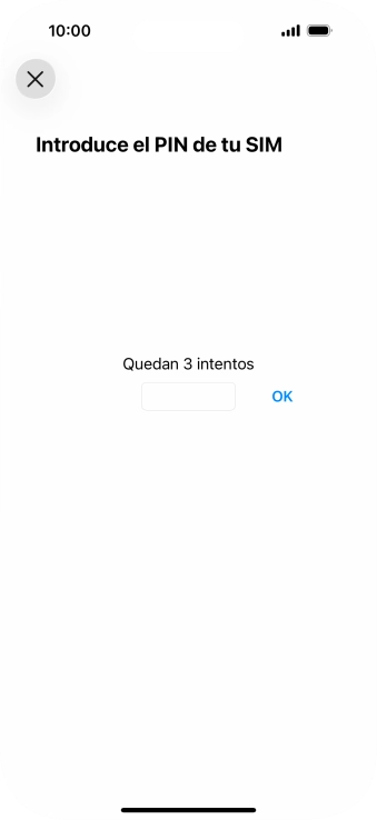 Si es necesario desbloquear la tarjeta SIM, introduce el código PIN y pulsa OK. Si es necesario desbloquear la tarjeta SIM, introduce el código PIN y pulsa OK.