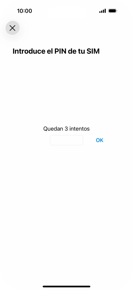 Si es necesario desbloquear la tarjeta SIM, introduce el código PIN y pulsa OK. Si es necesario desbloquear la tarjeta SIM, introduce el código PIN y pulsa OK.