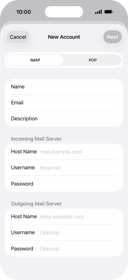 Press IMAP. Press IMAP.