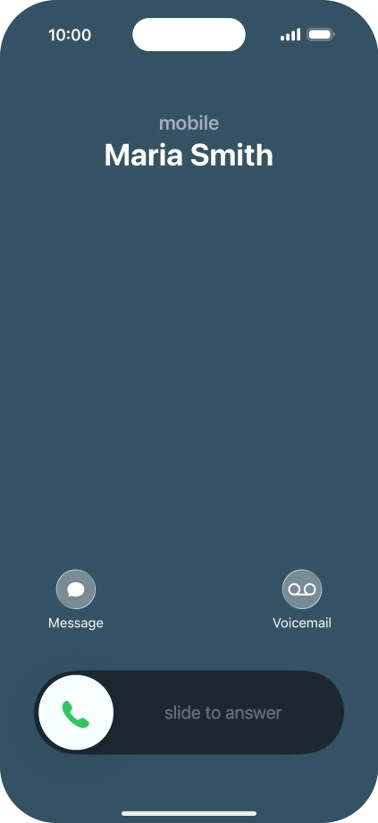 Press and drag the accept call icon right. Press and drag the accept call icon right.