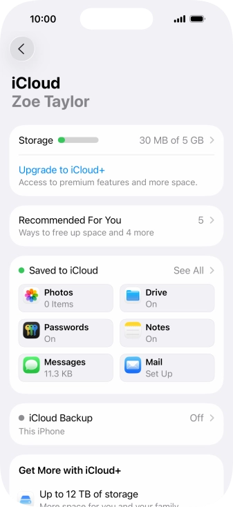 Press iCloud Backup. Press iCloud Backup.