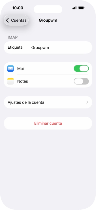 Pulsa Ajustes de la cuenta. Pulsa Ajustes de la cuenta.