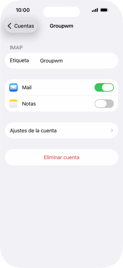 Pulsa Ajustes de la cuenta. Pulsa Ajustes de la cuenta.