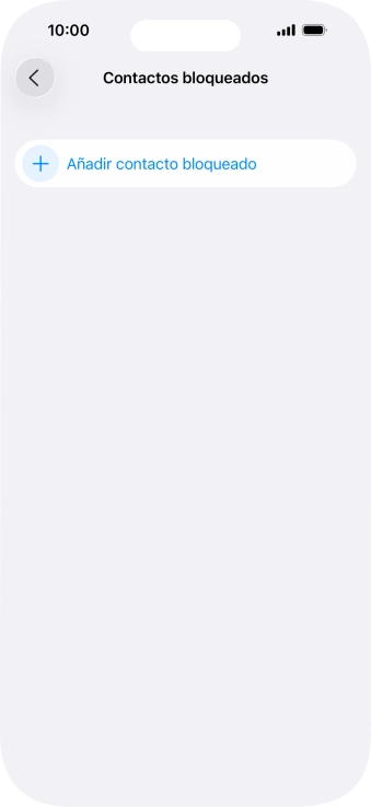 Pulsa Añadir contacto bloqueado y sigue las indicaciones de la pantalla para bloquear un contacto. Pulsa Añadir contacto bloqueado y sigue las indicaciones de la pantalla para bloquear un contacto.