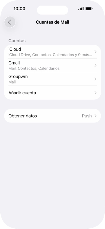 Pulsa el nombre de la cuenta de correo electrónico que acabas de crear. Pulsa el nombre de la cuenta de correo electrónico que acabas de crear.