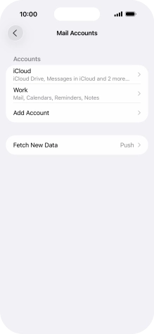 Press the name of the Exchange email account you've just set up. Press the name of the Exchange email account you've just set up.