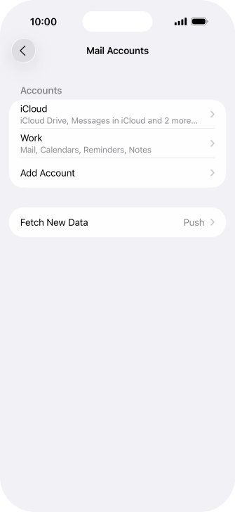 Press the name of the Exchange email account you've just set up. Press the name of the Exchange email account you've just set up.