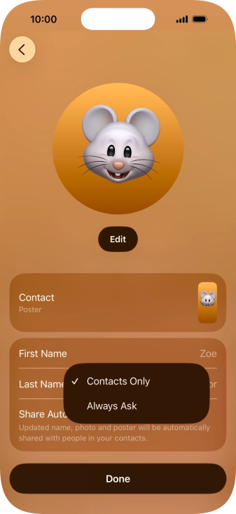 Press the required setting. Press the required setting.