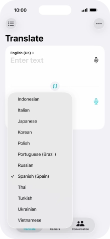 Press the required target language. Press the required target language.