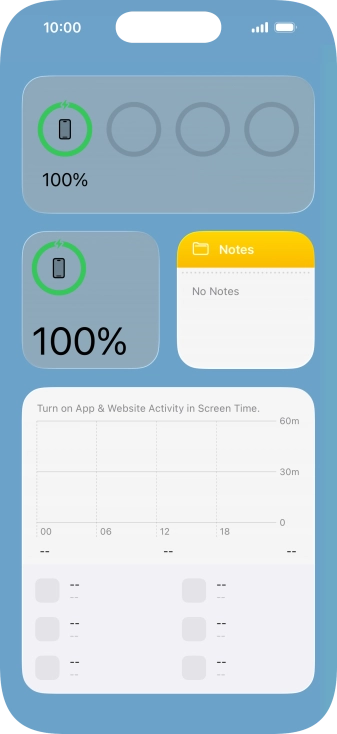 Slide your finger up or down on the screen to see more widgets. Slide your finger up or down on the screen to see more widgets.