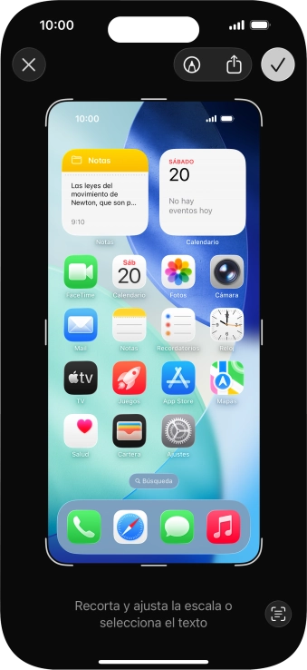 Sigue las indicaciones de la pantalla para editar y guardar tu pantallazo. Sigue las indicaciones de la pantalla para editar y guardar tu pantallazo.