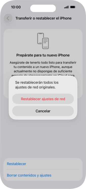 Pulsa Restablecer ajustes de red. Pulsa Restablecer ajustes de red.