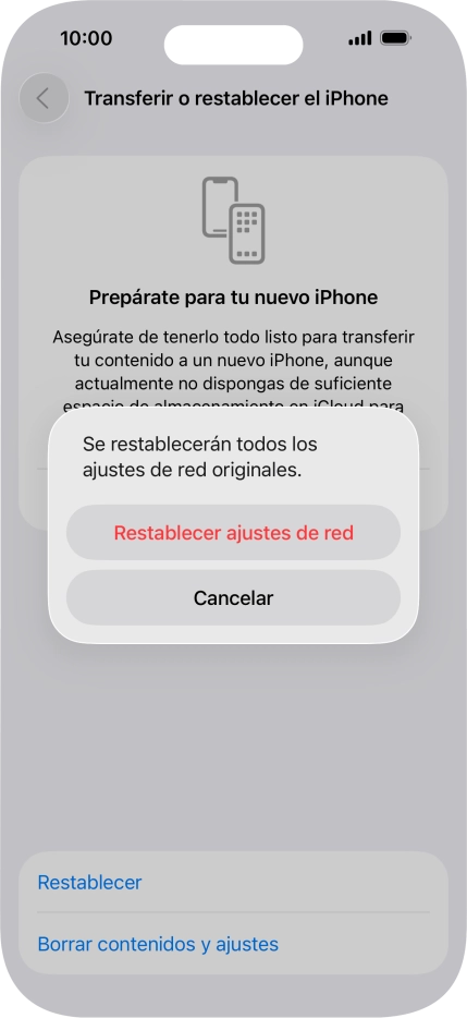 Pulsa Restablecer ajustes de red. Pulsa Restablecer ajustes de red.
