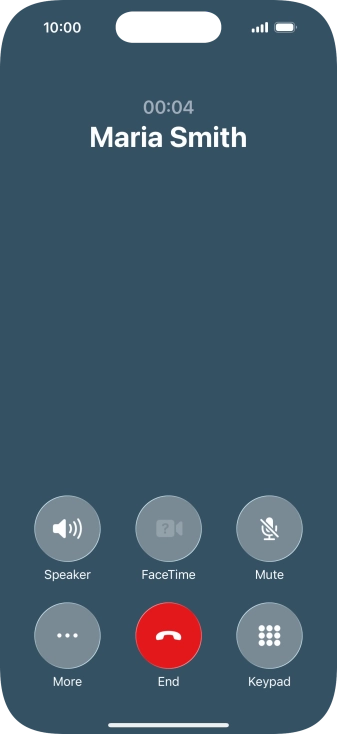 Press the end call icon to end the call and return to the home screen. Press the end call icon to end the call and return to the home screen.
