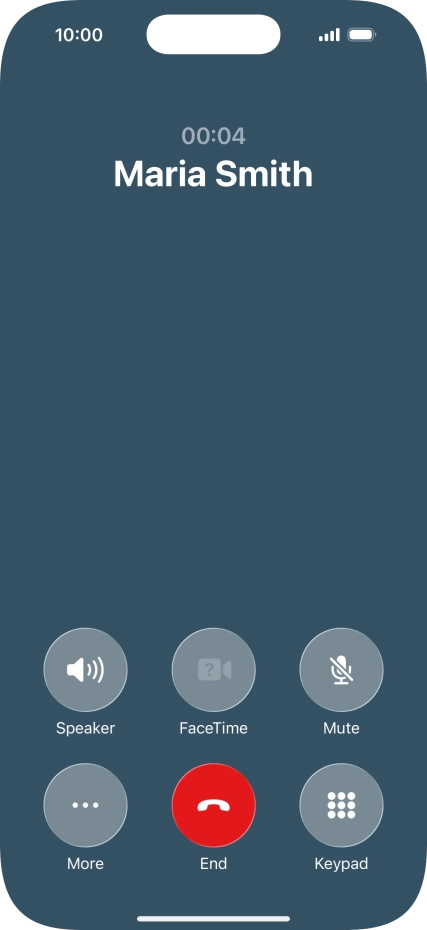 Press the end call icon to end the call and return to the home screen. Press the end call icon to end the call and return to the home screen.