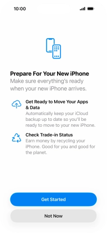 Press Get Started and follow the instructions on the screen to select the required settings and back up the phone memory to iCloud. Once you've received your new iPhone, you'll be able to restore the content of the iCloud backup. Press Get Started and follow the instructions on the screen to select the required settings and back up the phone memory to iCloud. Once you've received your new iPhone, you'll be able to restore the content of the iCloud backup.
