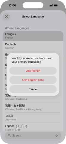 To select the new language as the default phone language, press Use ‹language›. To select the new language as the default phone language, press Use ‹language›.