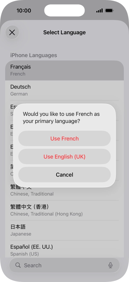 To select the new language as the default phone language, press Use ‹language›. To select the new language as the default phone language, press Use ‹language›.