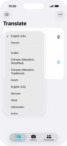Press the required source language. Press the required source language.