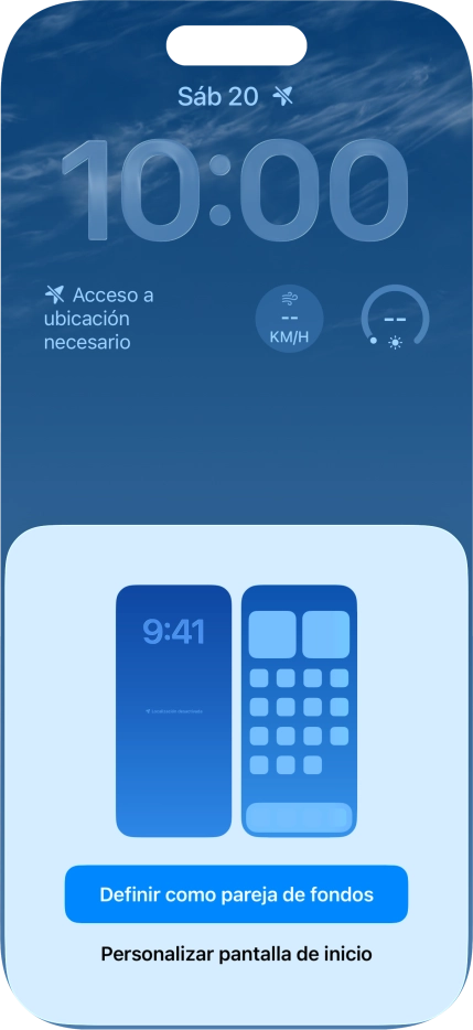 Si deseas utilizar el mismo tema de color en la pantalla de inicio, pulsa Definir como pareja de fondos. Si deseas utilizar el mismo tema de color en la pantalla de inicio, pulsa Definir como pareja de fondos.