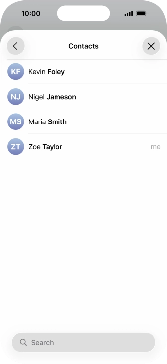 Press the required contact. Press the required contact.