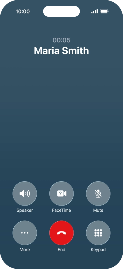 Press the end call icon to end the call and return to the home screen. Press the end call icon to end the call and return to the home screen.