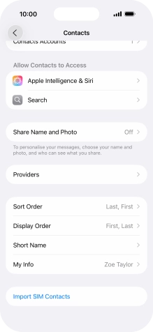 Press Import SIM Contacts. Press Import SIM Contacts.