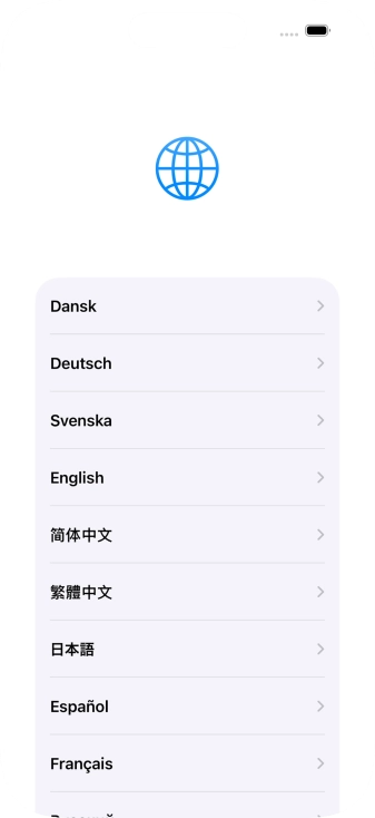 Press the required language. Press the required language.