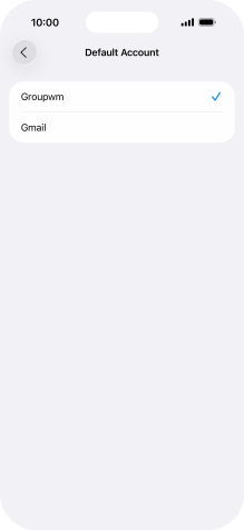 Press the required email account to select the email account as your default account. Press the required email account to select the email account as your default account.