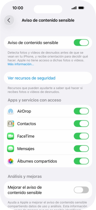Pulsa el indicador junto a las aplicaciones deseadas para activar o desactivar la función. Pulsa el indicador junto a las aplicaciones deseadas para activar o desactivar la función.