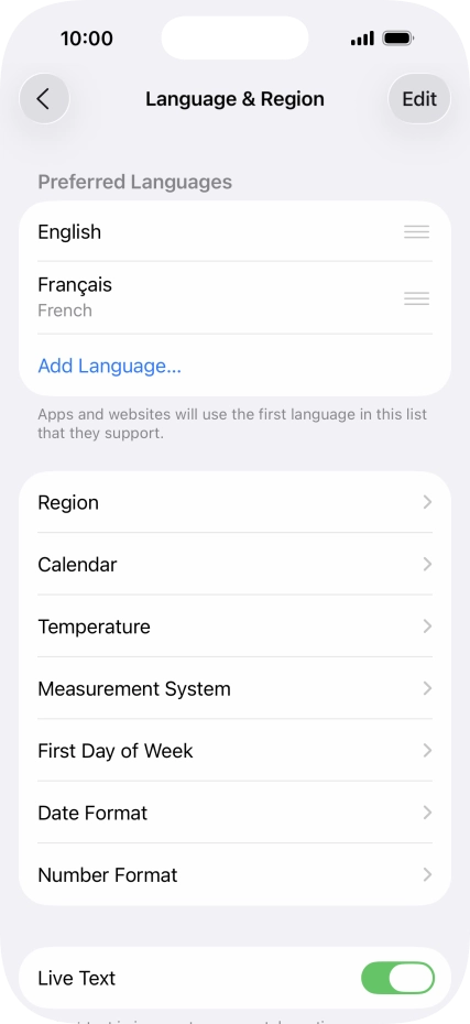 To subsequently select another language as the default language, press the move icon next to the required language and drag it to the top of the list. To subsequently select another language as the default language, press the move icon next to the required language and drag it to the top of the list.