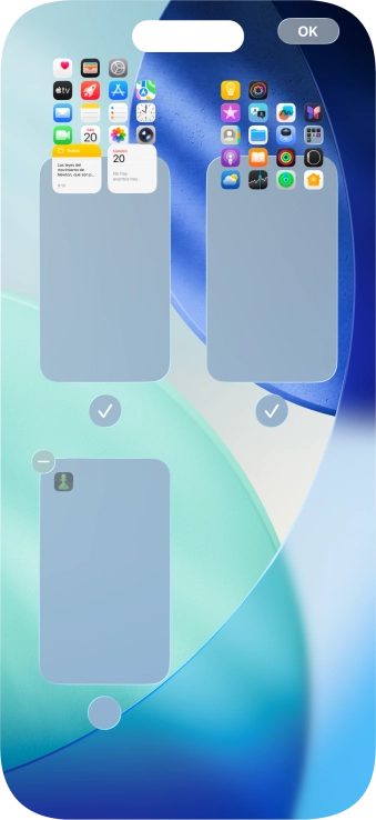 Pulsa el icono de eliminar junto a la página de la pantalla de inicio deseada. Pulsa el icono de eliminar junto a la página de la pantalla de inicio deseada.