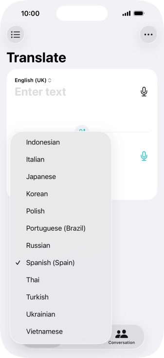 Press the required target language. Press the required target language.