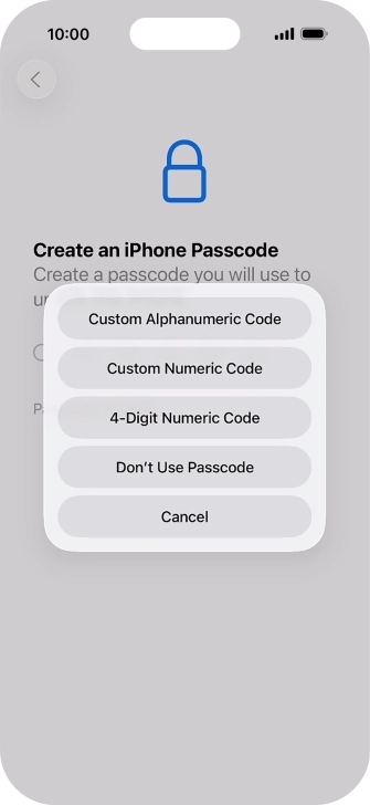 Follow the instructions on the screen to turn on use of phone lock code or press Don't Use Passcode. Follow the instructions on the screen to turn on use of phone lock code or press Don't Use Passcode.