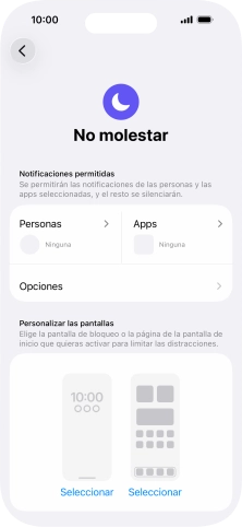 Pulsa Personas y sigue las indicaciones de la pantalla para seleccionar de qué contactos quieres recibir llamadas y notificaciones cuando No molestar está activado. Pulsa Personas y sigue las indicaciones de la pantalla para seleccionar de qué contactos quieres recibir llamadas y notificaciones cuando No molestar está activado.