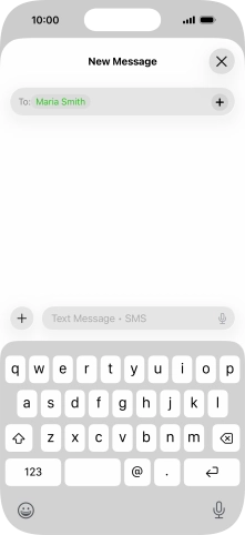 Press the text input field and write the text for your text message. Press the text input field and write the text for your text message.