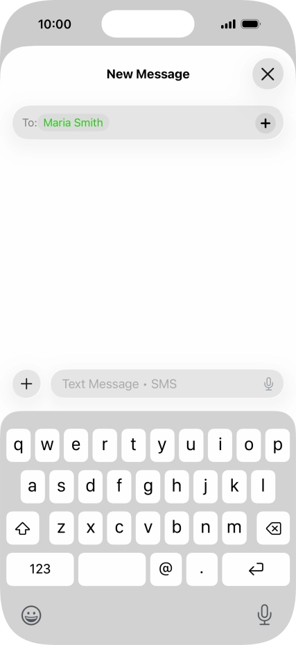 Press the text input field and write the text for your text message. Press the text input field and write the text for your text message.