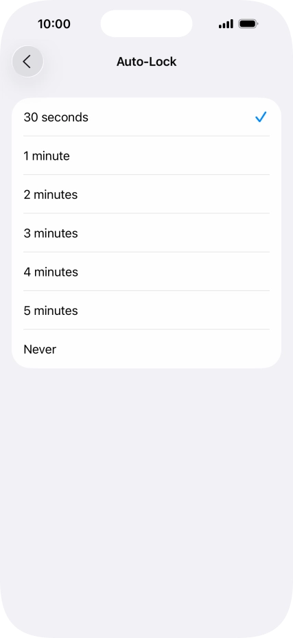 Press the required setting. Press the required setting.