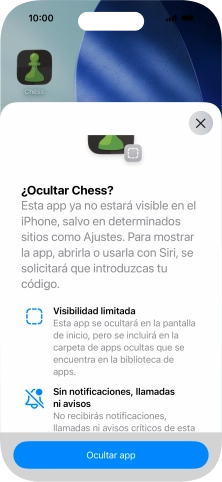 Pulsa Ocultar app. Pulsa Ocultar app.
