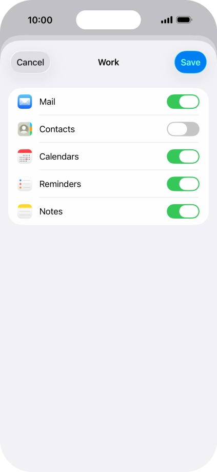 Press the indicators next to the required data types to turn synchronisation of each data type on or off. Press the indicators next to the required data types to turn synchronisation of each data type on or off.