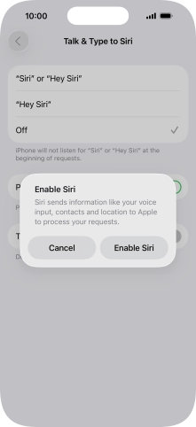 Press Enable Siri. Press Enable Siri.