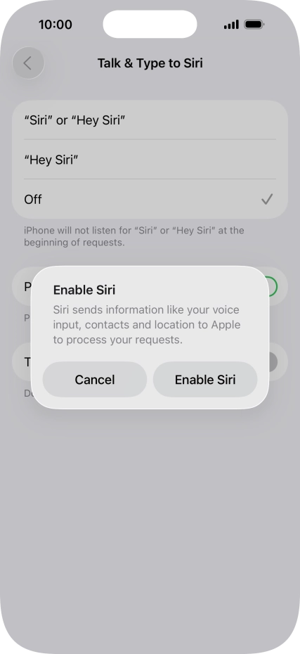 Press Enable Siri. Press Enable Siri.