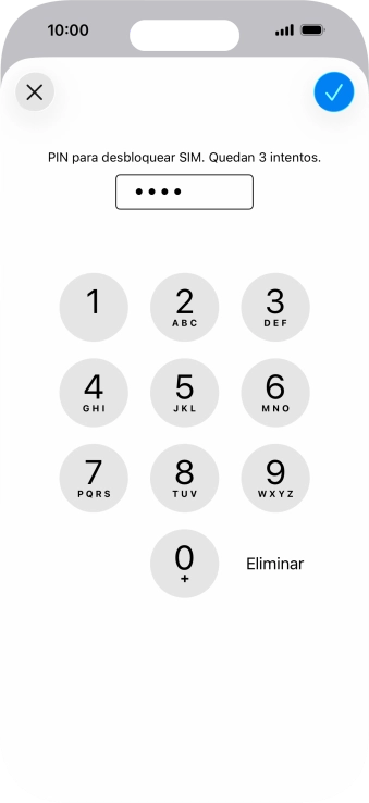 Introduce el código PIN y pulsa el icono de aceptar. Introduce el código PIN y pulsa el icono de aceptar.