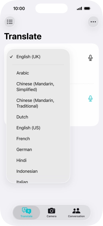 Press the required source language. Press the required source language.