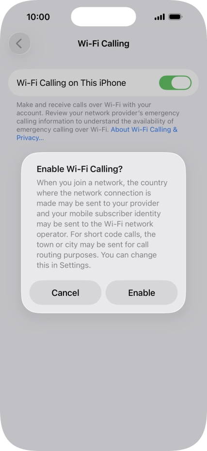 If you turn on the function, press Enable. If you turn on the function, press Enable.