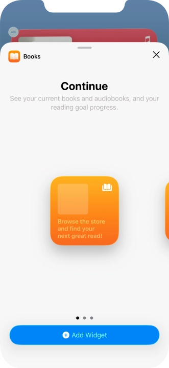Slide your finger right or left on the screen to select the required widget size. Slide your finger right or left on the screen to select the required widget size.